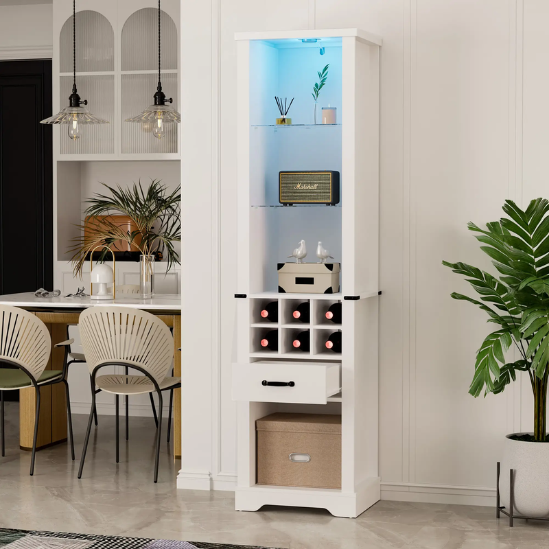 75'' Tall Storage Cabinet with LED Light, Farmhouse Style by HouseOfZazla