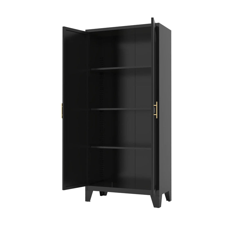 Shapely Doors Cabinet, Metal Storage Cabinet With Doors And Adjustable Shelves by Unique Piece Furniture