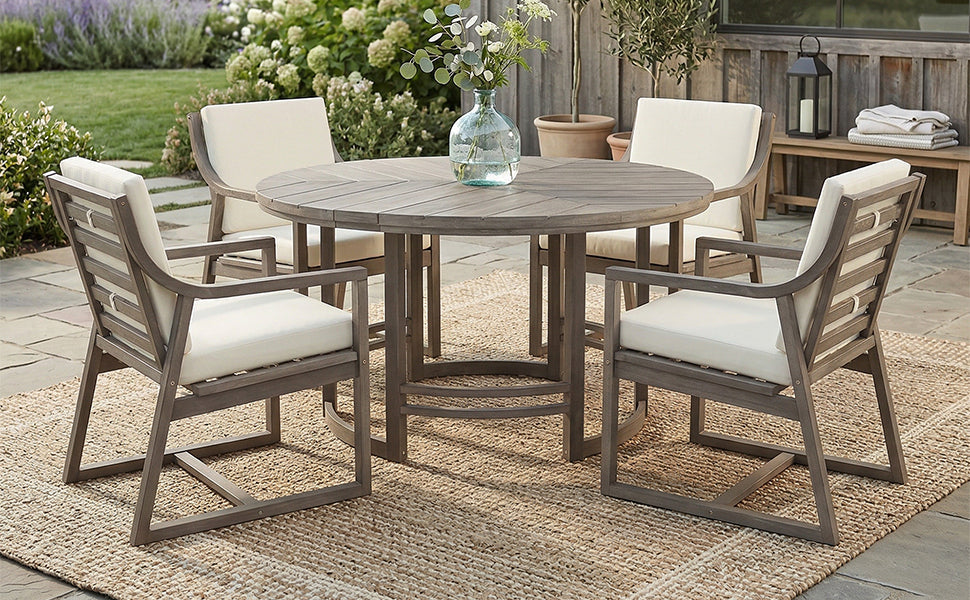 Outdoor Dining Set 5-Piece Patio Table and Chairs with Umbrella Hole by HouseOfZazla