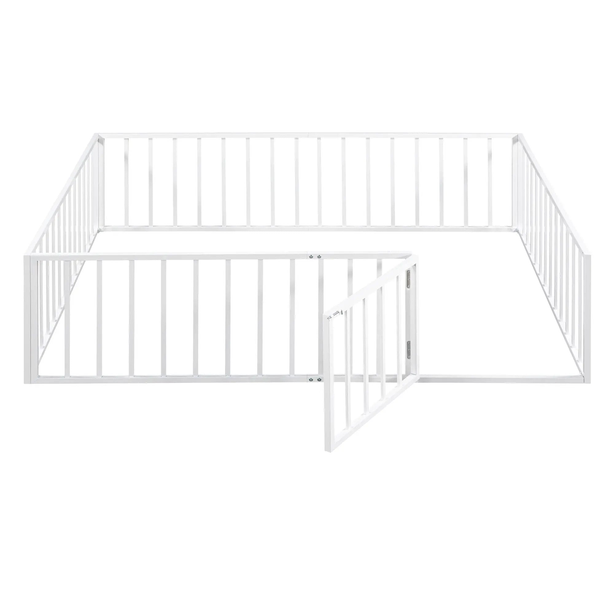 Metal Floor Bed Frame With Fence And Door by Unique Piece Furniture