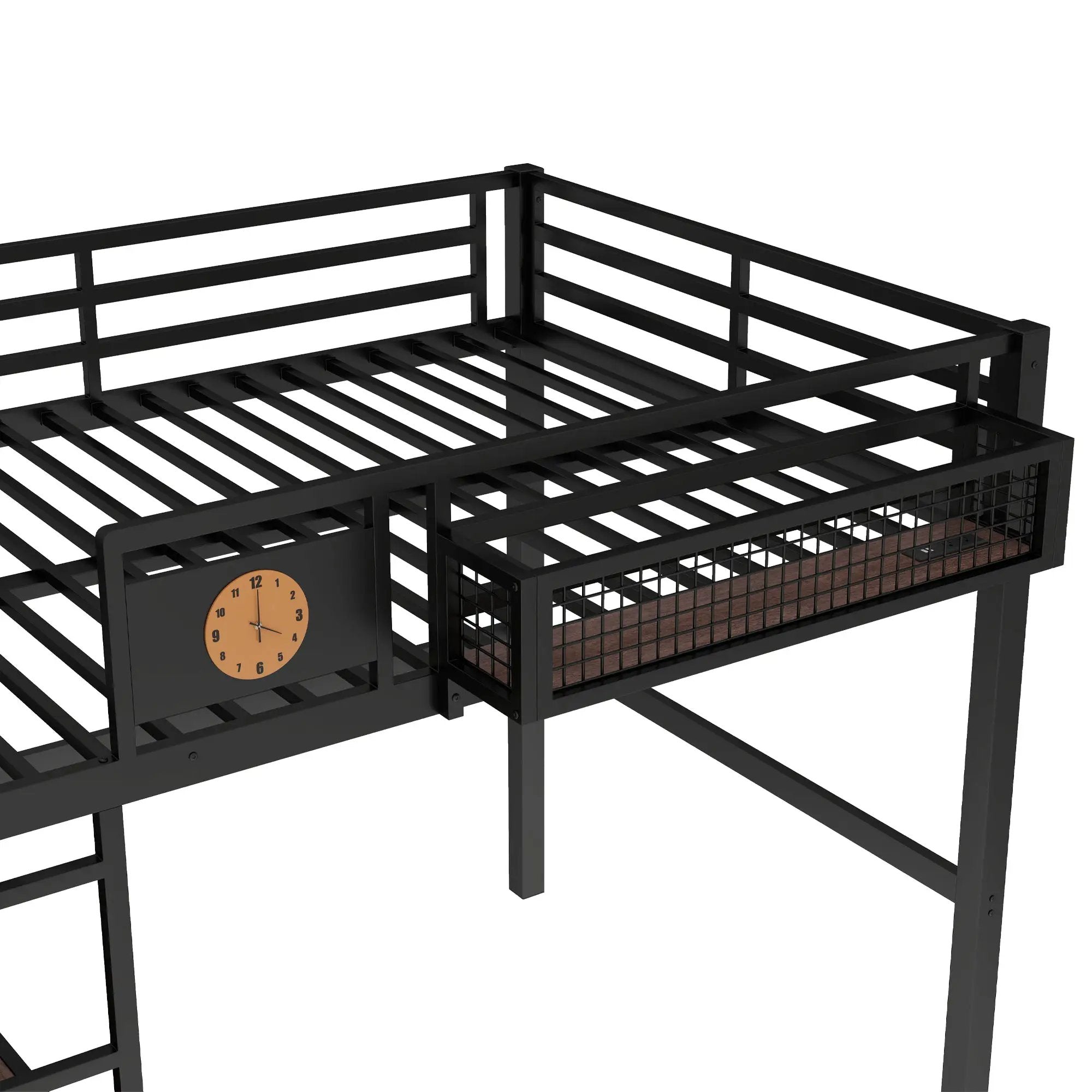 Full Size Loft Bed Frame with Desk and Charging Port by HouseOfZazla