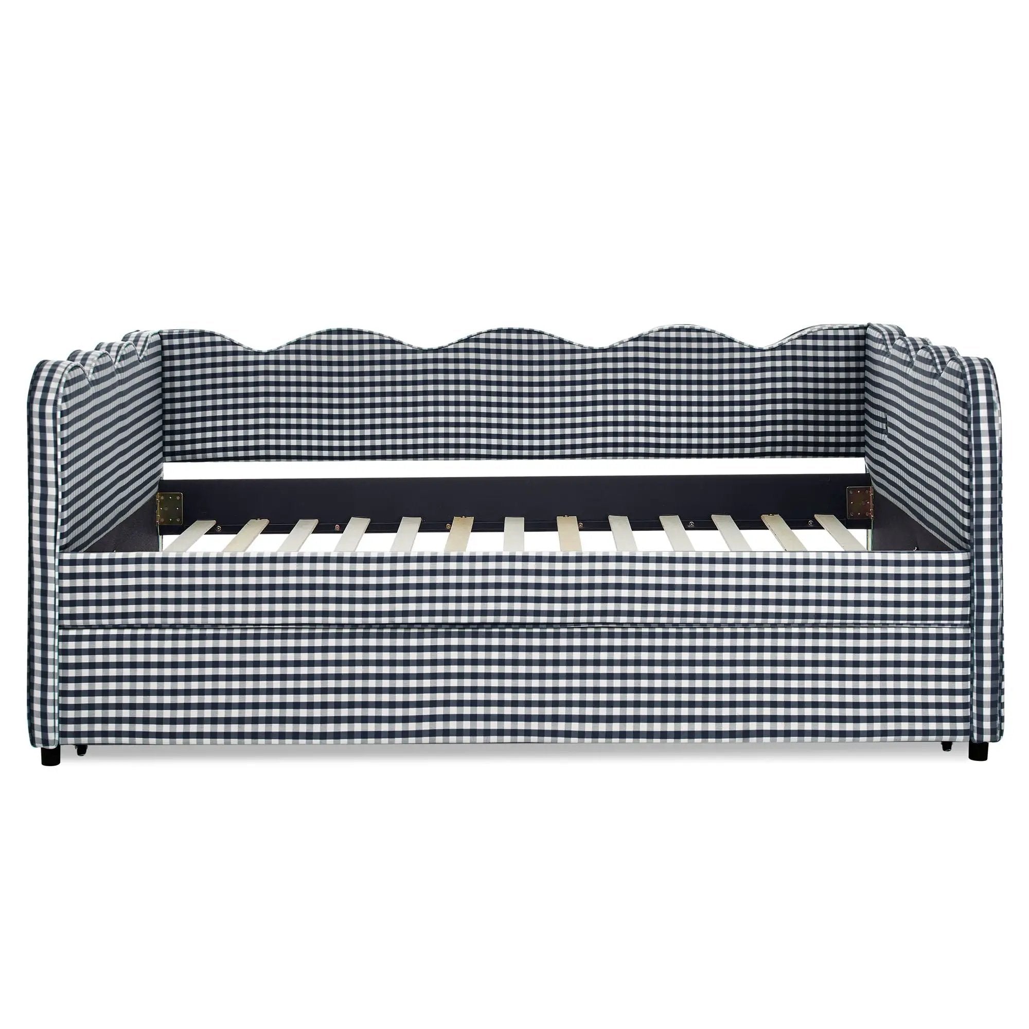 Gingham Daybed With USB Charging Port, Wave-Shaped Design by Unique Piece Furniture
