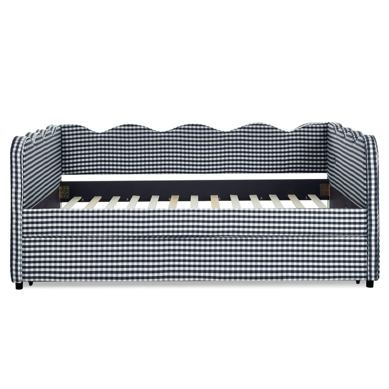 Gingham Daybed With USB Charging Port, Wave-Shaped Design by Unique Piece Furniture