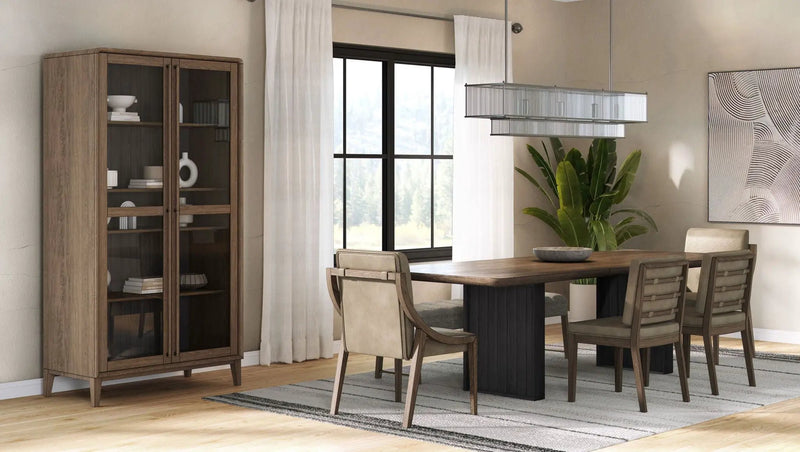 Double Pedestal Table Latte - Light Brown by Unique Piece Furniture