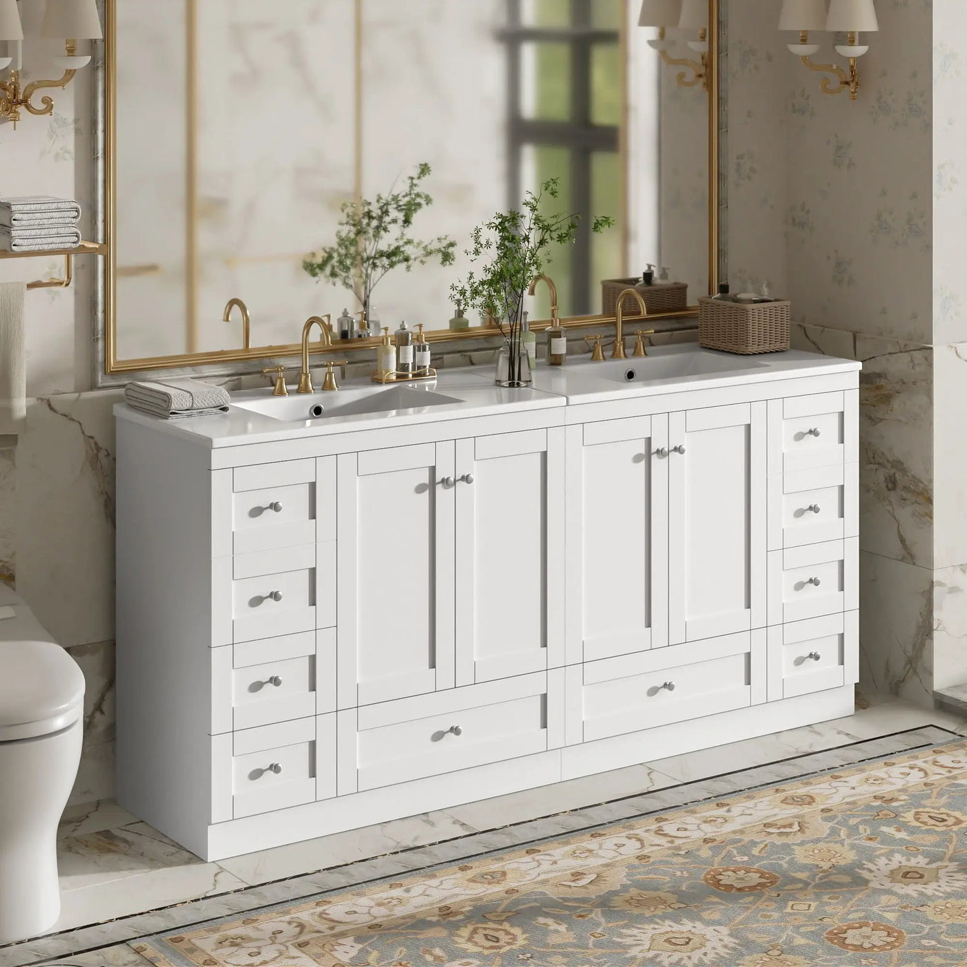 Shaker Free Standing Bathroom Vanity Cabinet & Sink, Soft Close Drawers, Soft Close Doors by Unique Piece Furniture