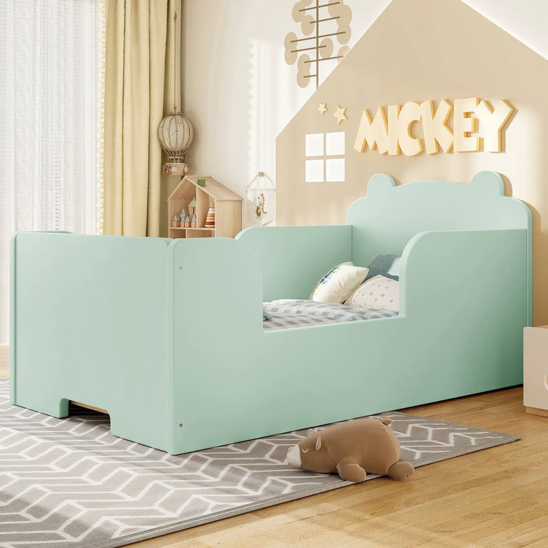 Toddler Floor Bed Frame, Bear Shape Cot Bed for Boys and Girls Ages 3-6 by HouseOfZazla