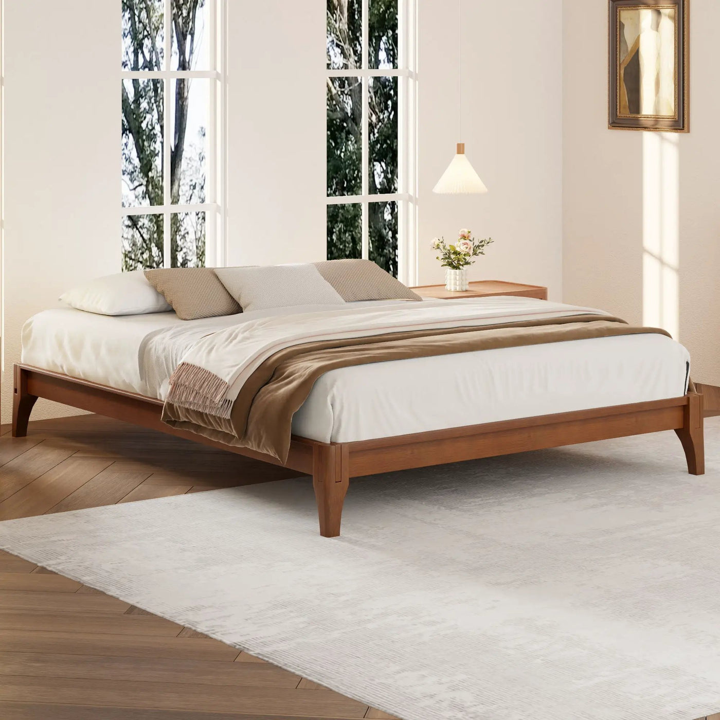 Solid Dry Bamboo Platform Bed Frame, With Slat Support by HouseOfZazla