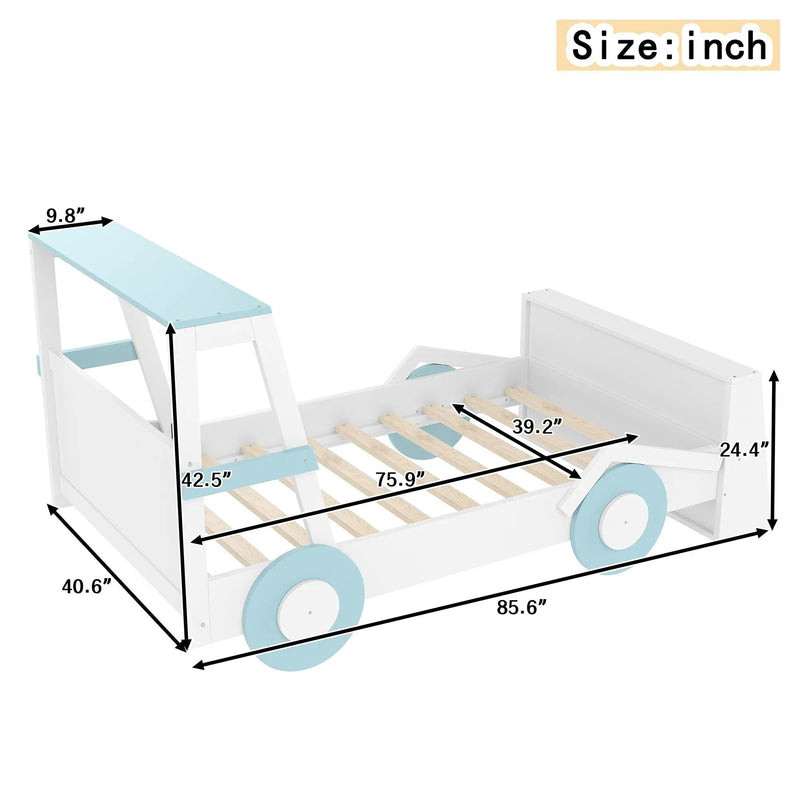 Twin Size Car Bed with Storage Shelves by HouseOfZazla