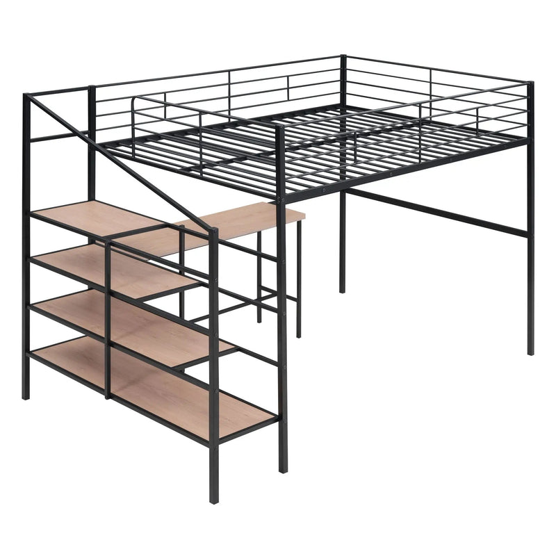 Loft Bed With Desk And Lateral Storage Ladder by HouseOfZazla