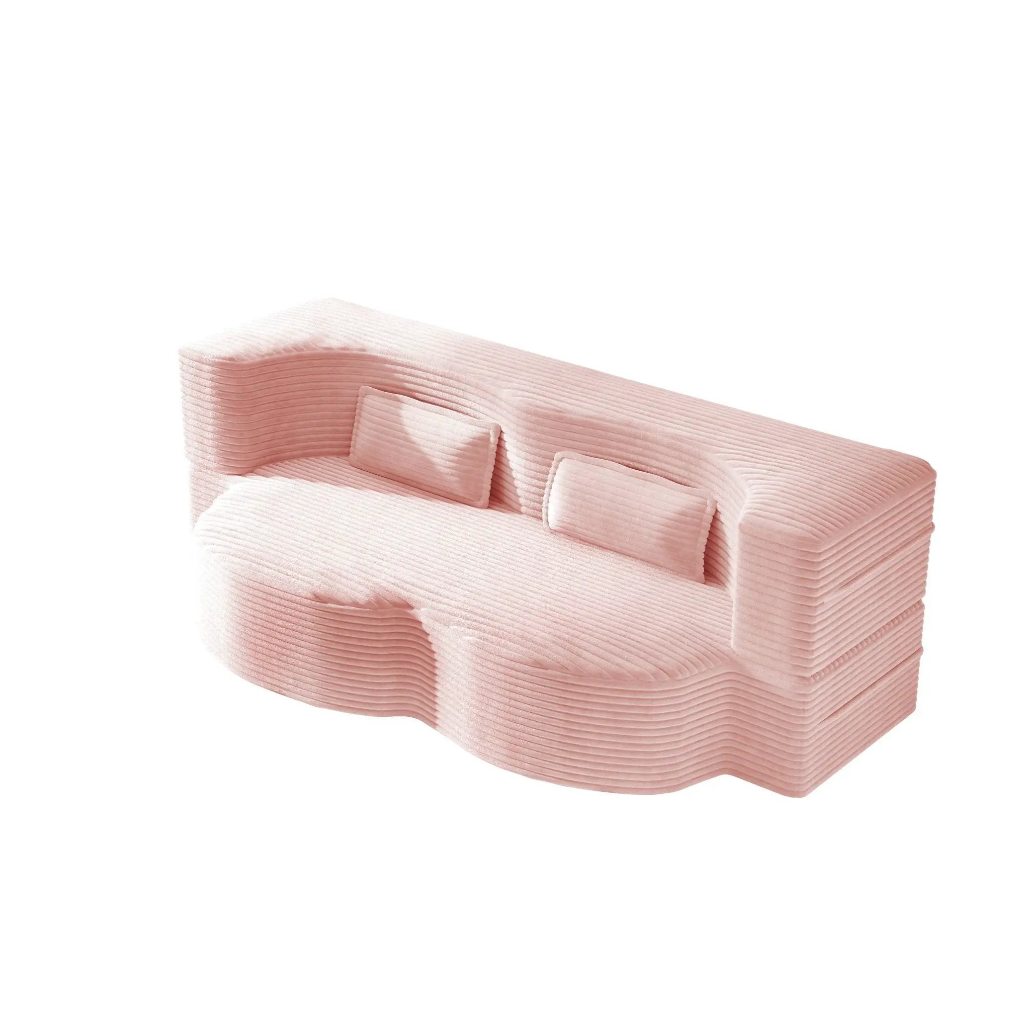 Modern Floor Sofa With 2 Pillows, Convertible Twin Size Folding Mattress For Living Room by HouseOfZazla