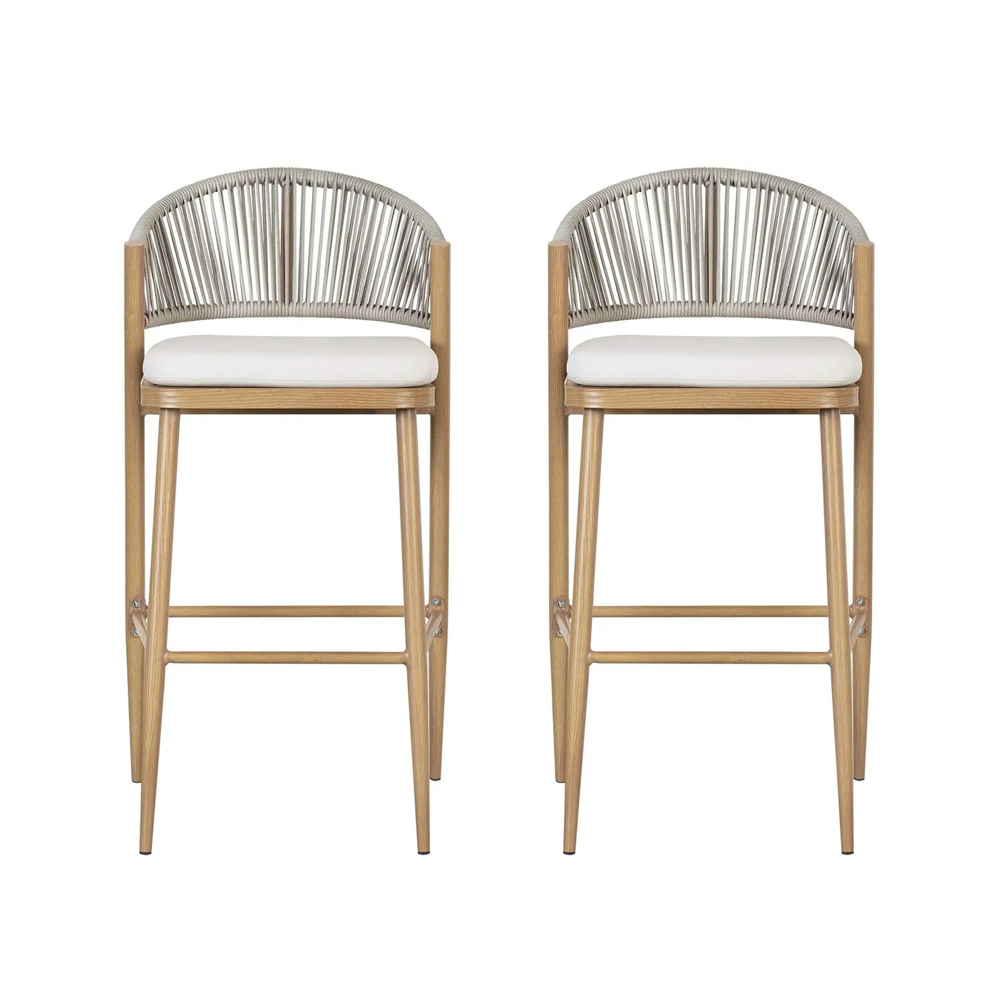 Outdoor Bar Height Metal Frame Counter Stools with Scallop-Shaped Backrest & Water-Resistant Cushions by HouseOfZazla