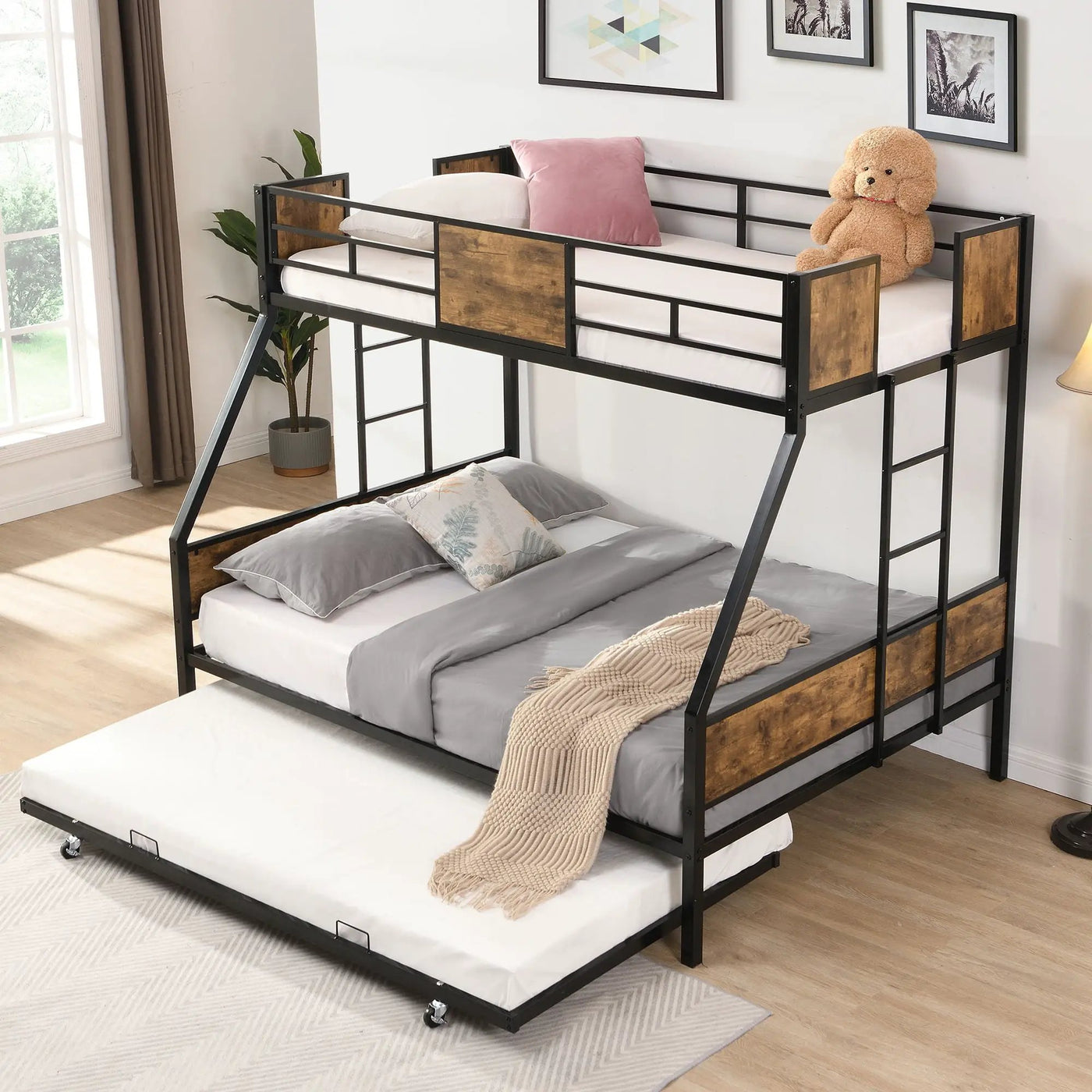 Modern Metal Bunk Bed With Dual Side Ladder And Metal Desig by HouseOfZazla