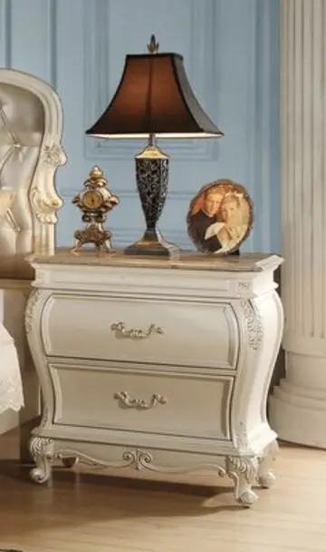 Chantelle - Nightstand With Granite Top - White by Unique Piece Furniture