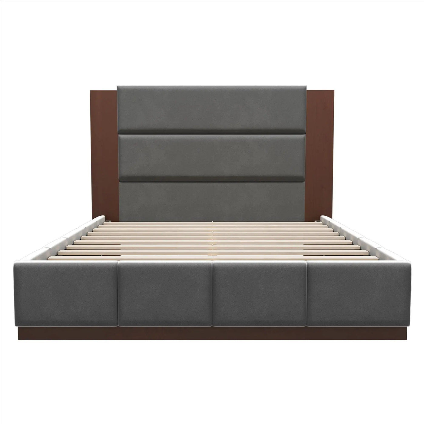 Modern Upholstered Platform Bed With Extended Headboard by HouseOfZazla
