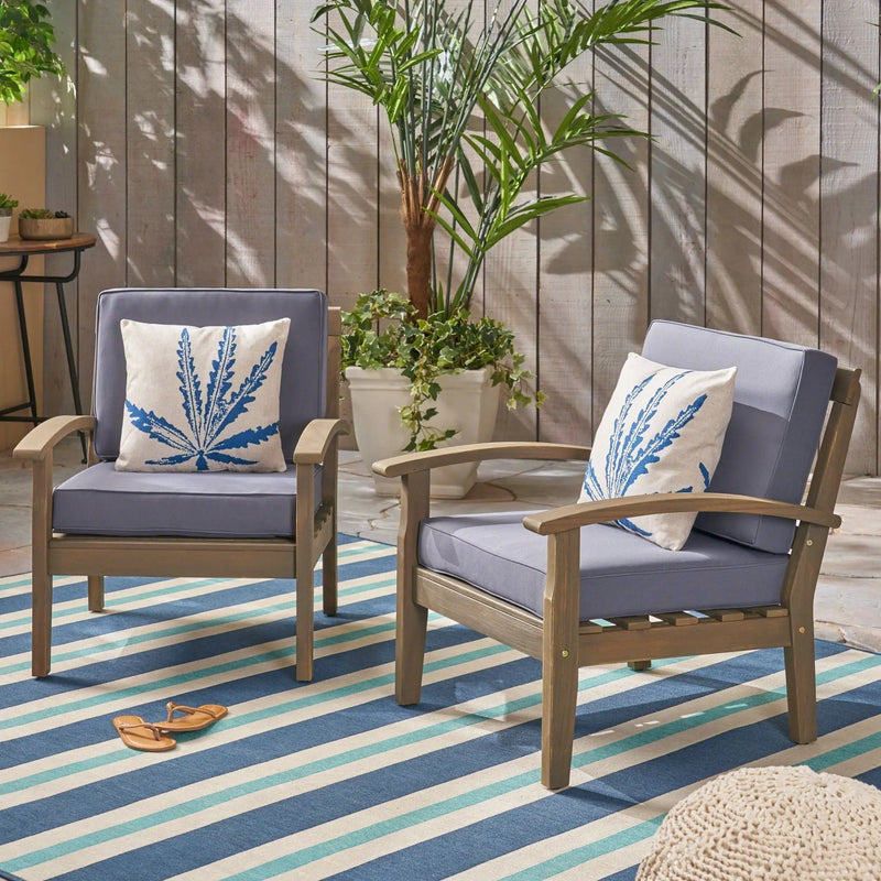 Peyton Club Chair Outdoor Seating Acacia Wood Dark Gray by HouseOfZazla