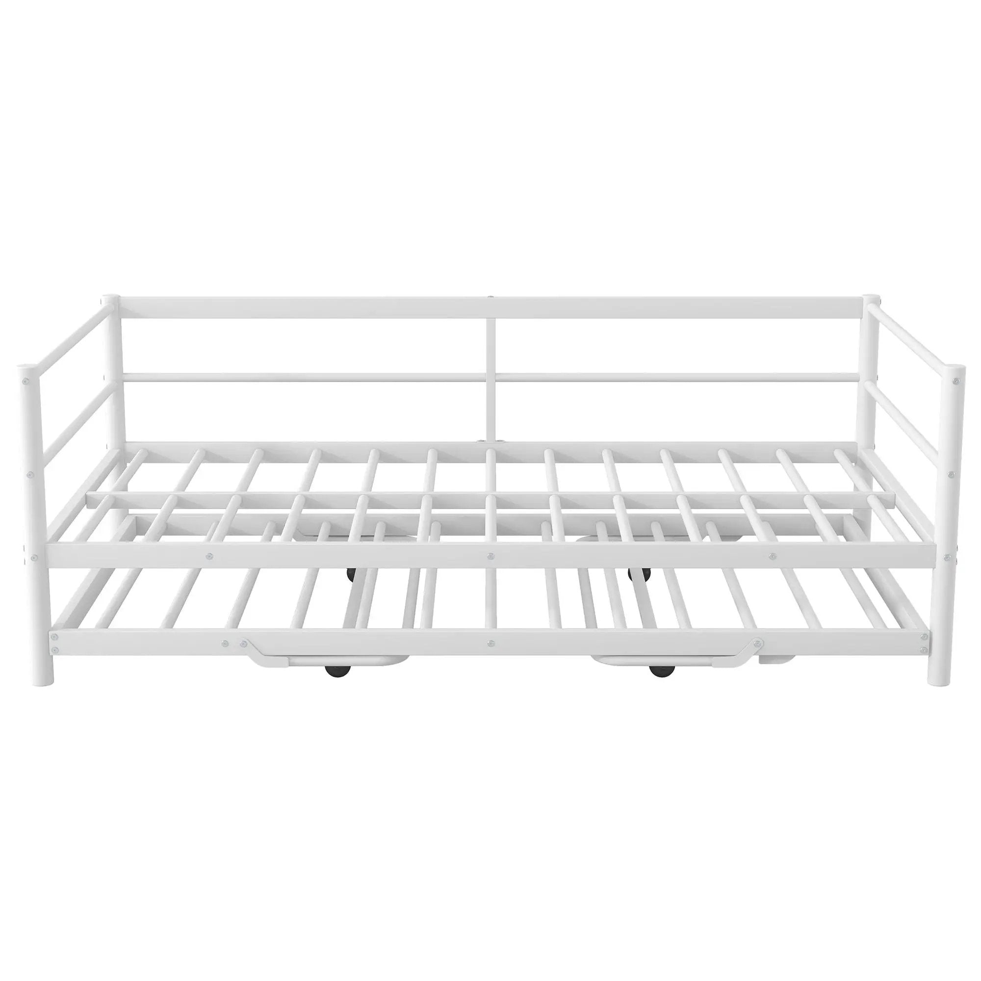 Industrial Metal Daybed With Adjustable Pop Up Trundle And LED Strip by Unique Piece Furniture