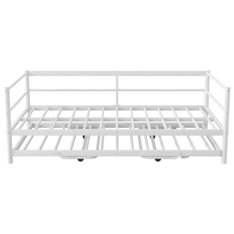 Industrial Metal Daybed With Adjustable Pop Up Trundle And LED Strip by HouseOfZazla