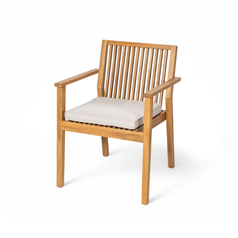 5-Piece Acacia Wood Outdoor Dining Set, Patio Table & Chairs with Removable Cushions by HouseOfZazla
