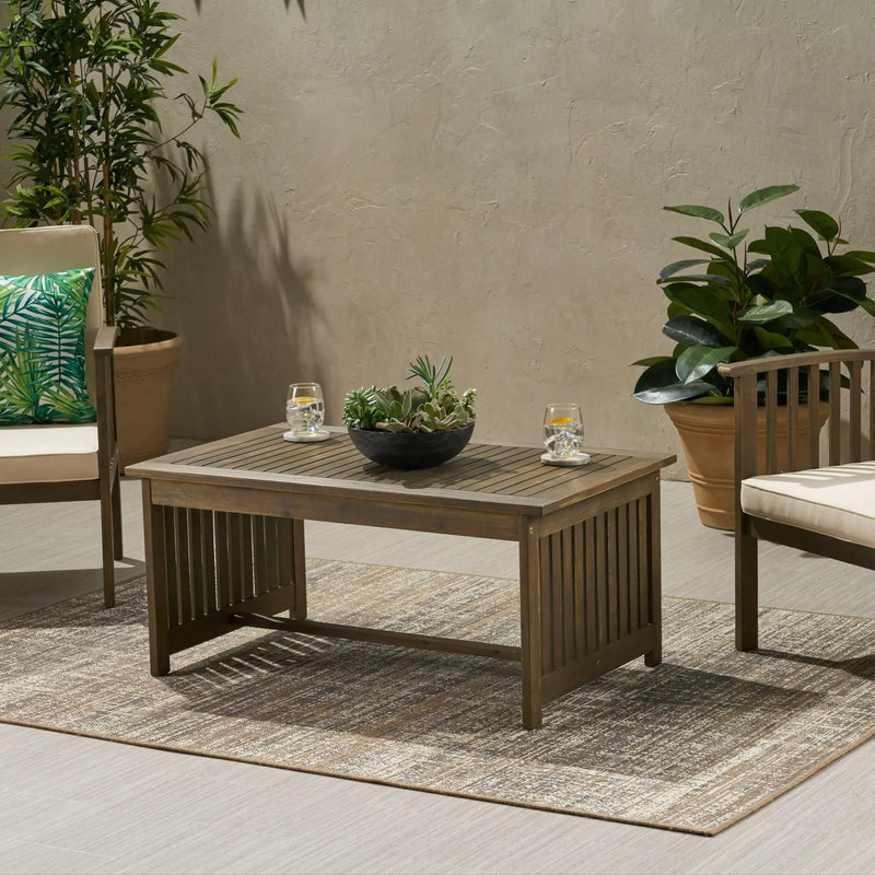 Acacia Wood Rectangular Patio Coffee Table for Outside by HouseOfZazla