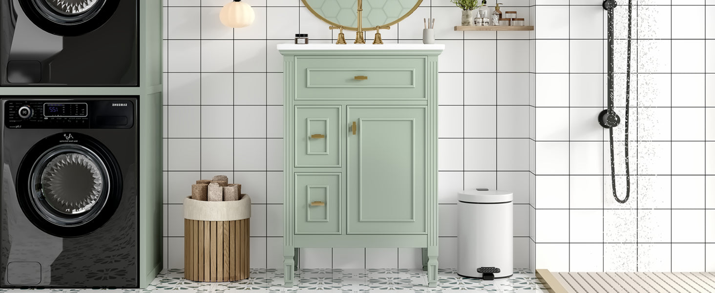 24-Inch Bathroom Vanity with Sink and Solid Wood Cabinet by HouseOfZazla