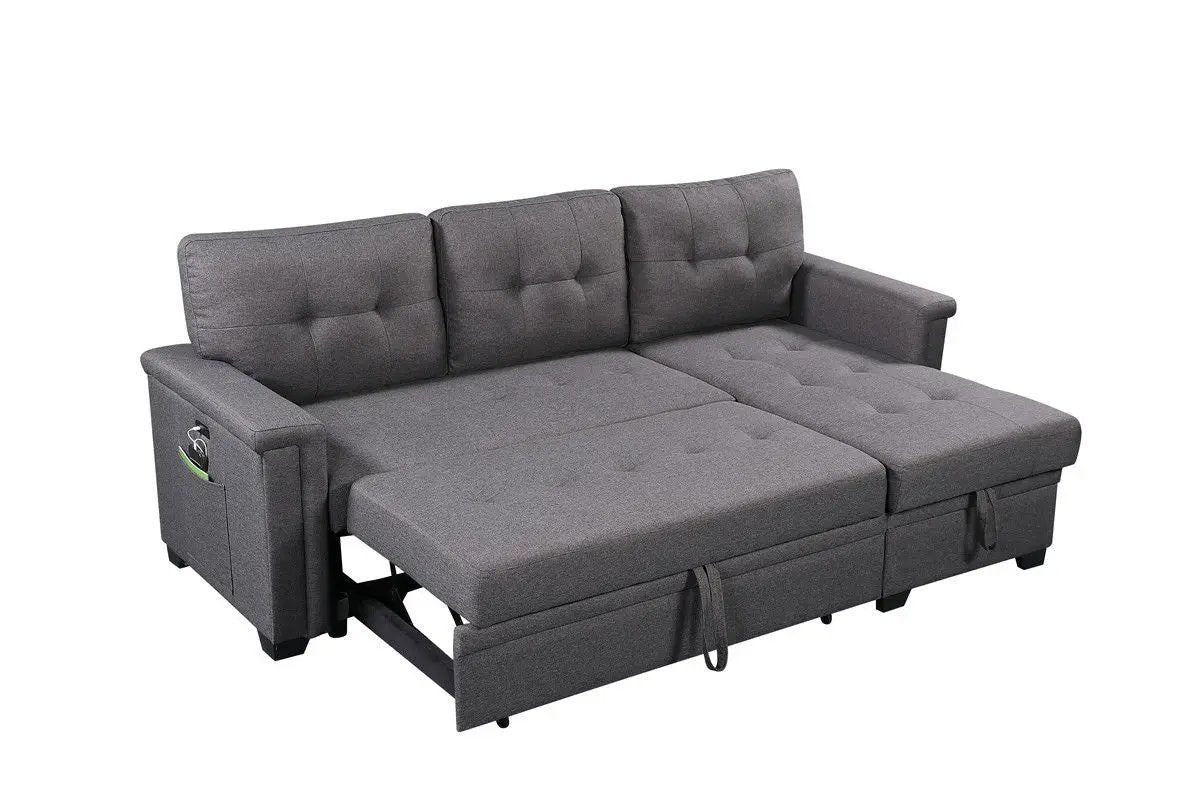 Ashlyn - Reversible Sleeper Sectional Sofa With Storage Chaise, USB Charging Ports And Pocket by HouseOfZazla
