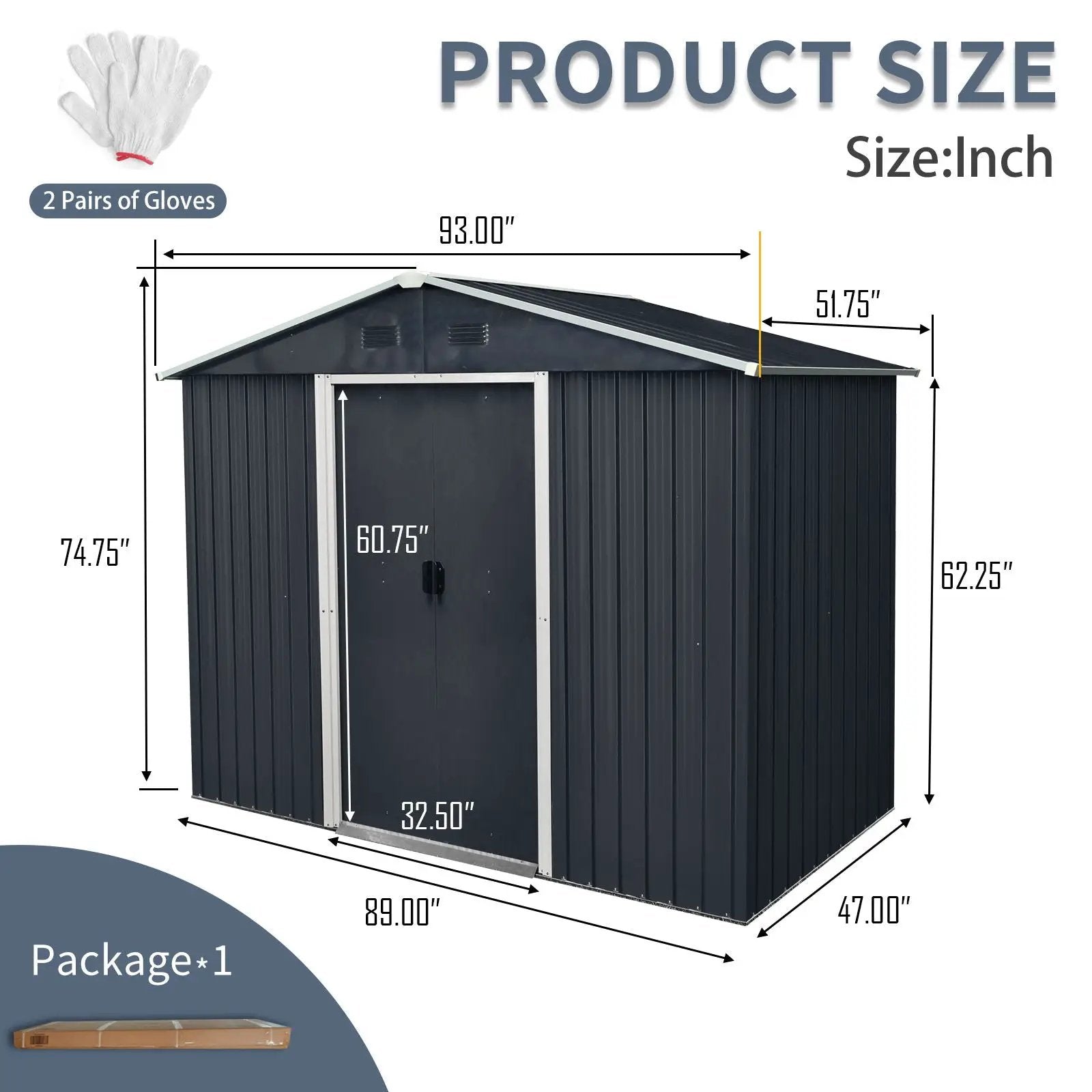 Outdoor Metal Storage Shed With Sliding Door And Foundation For Backyard, Patio, Lawn by HouseOfZazla