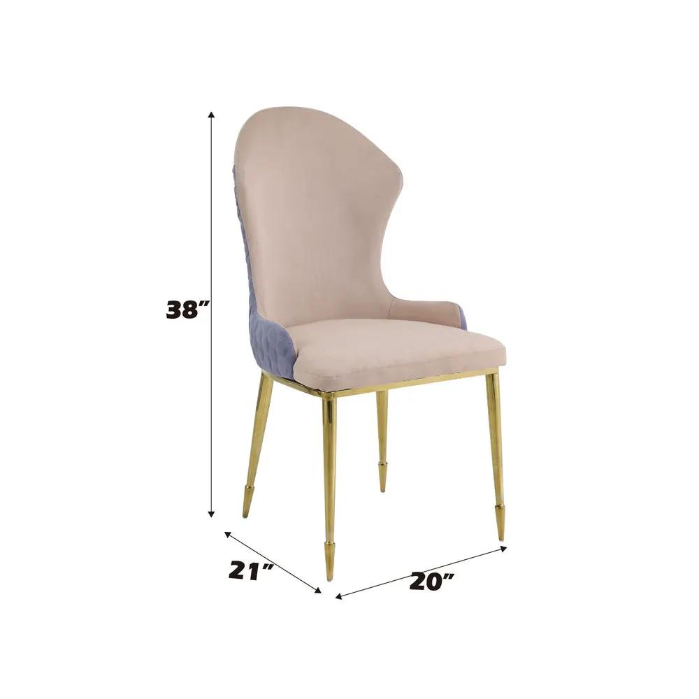Caolan - Side Chair (Set of 2) - Tan, Lavender Fabric & Gold by Unique Piece Furniture
