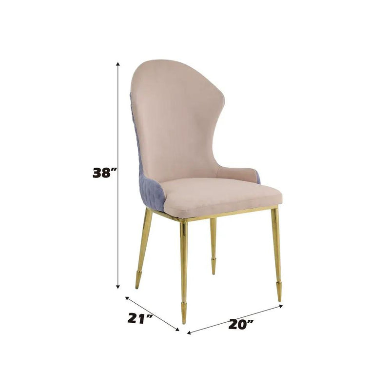 Caolan - Side Chair (Set of 2) - Tan, Lavender Fabric & Gold by Unique Piece Furniture