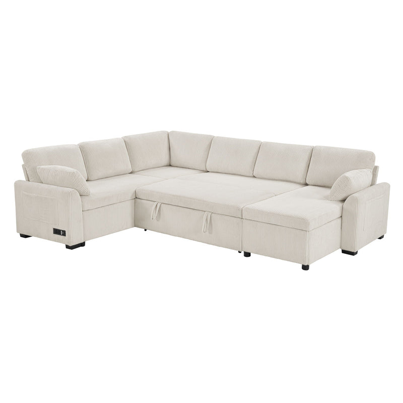 Convertible U-Shaped Sectional Sofa Bed With Reversible Chaise by HouseOfZazla