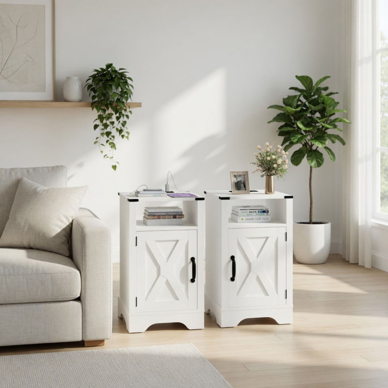 Farmhouse Nightstand, Charging Station & Storage by HouseOfZazla