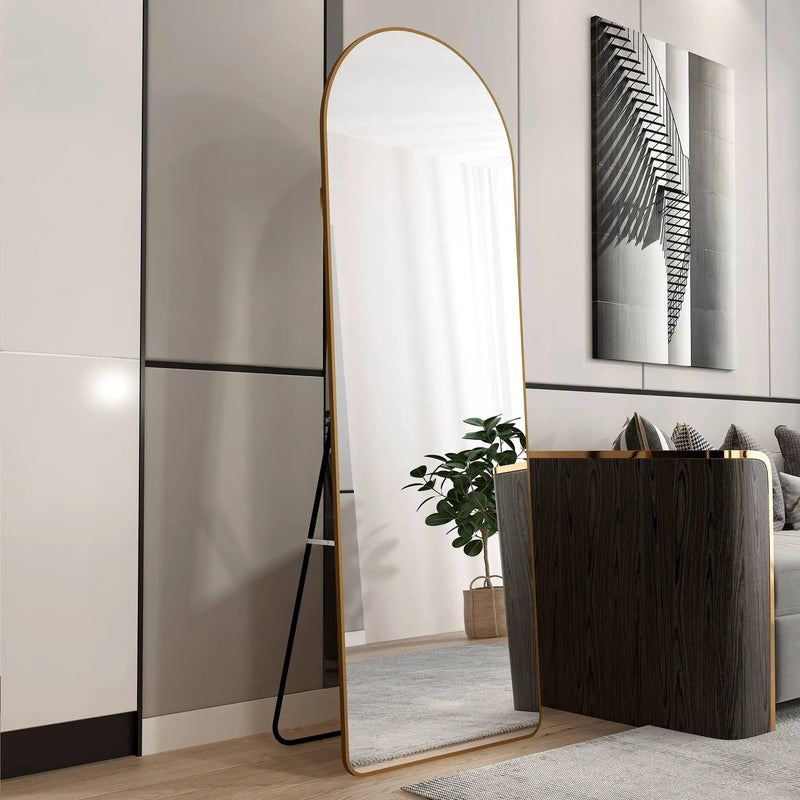 The 4th Generation Floor Mounted Full Length Mirror with Gold Frame by HouseOfZazla