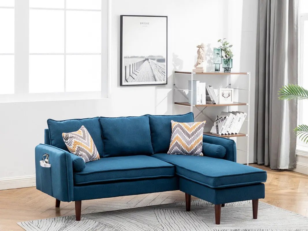Mia - Sectional Sofa Chaise With USB Charger And Pillows by Unique Piece Furniture
