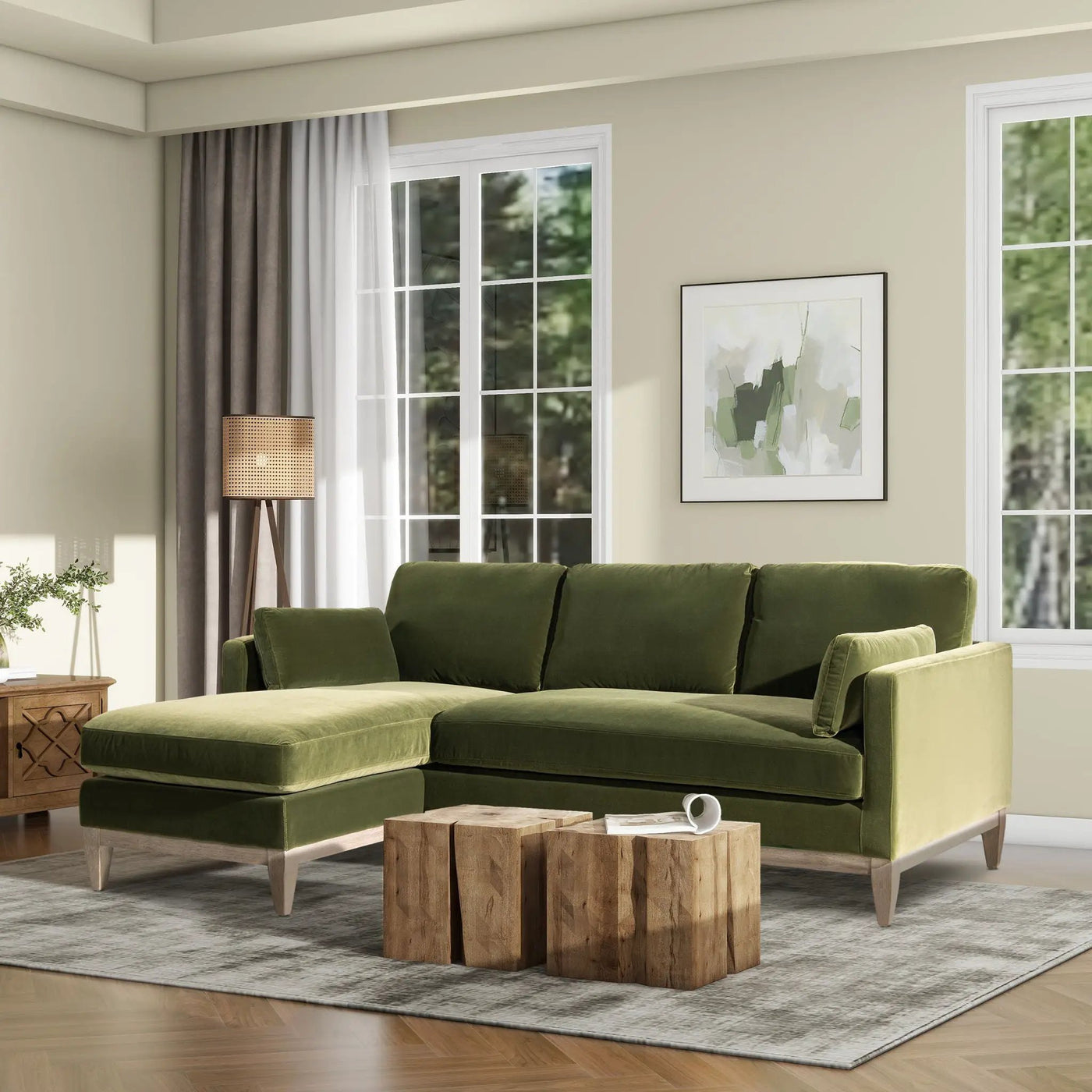 Knox - Modern Farmhouse Reversible Chaise Sectional Sofa by HouseOfZazla
