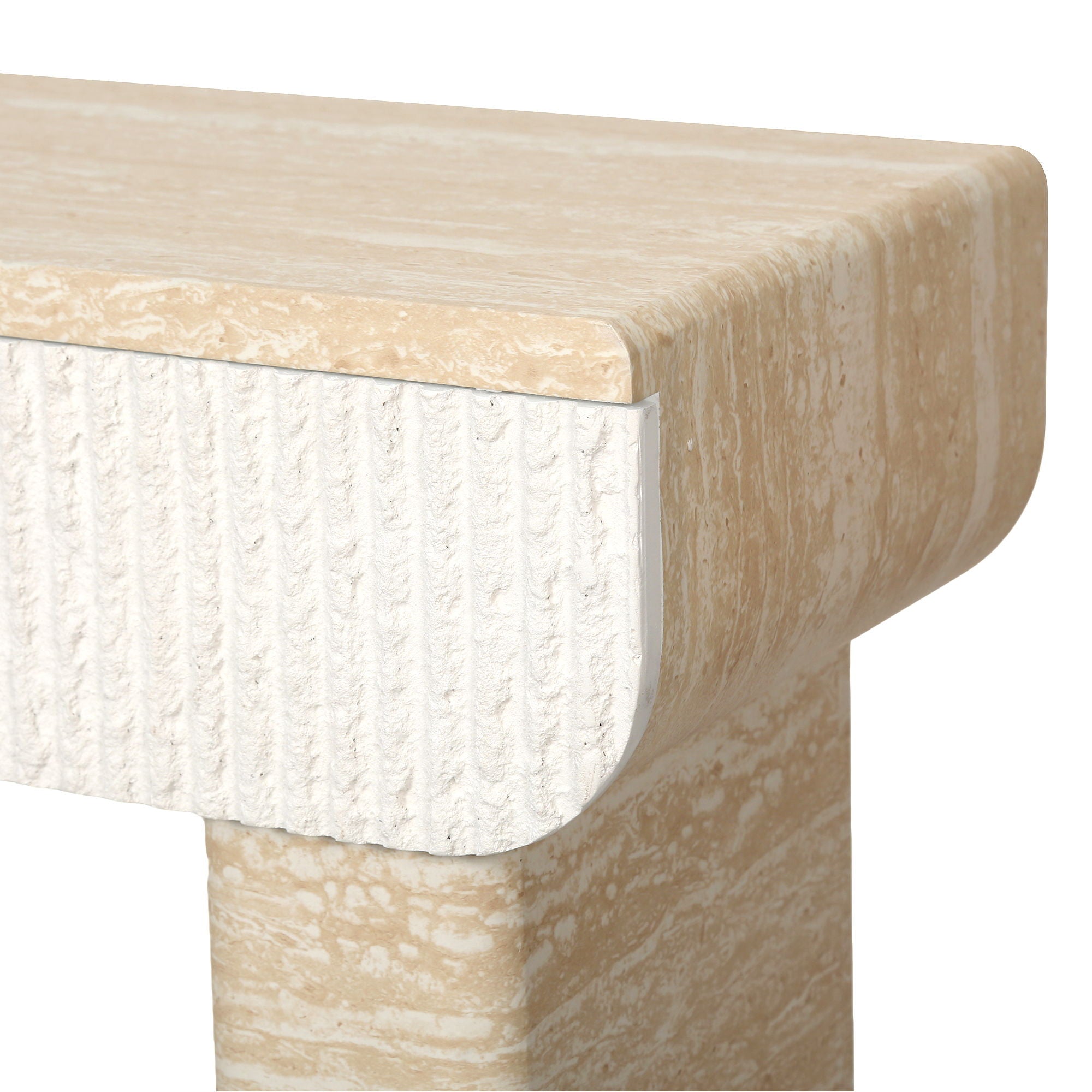 Entryway Table With 2 Hidden Handle Drawers For Entrance - Beige / Yellow by HouseOfZazla