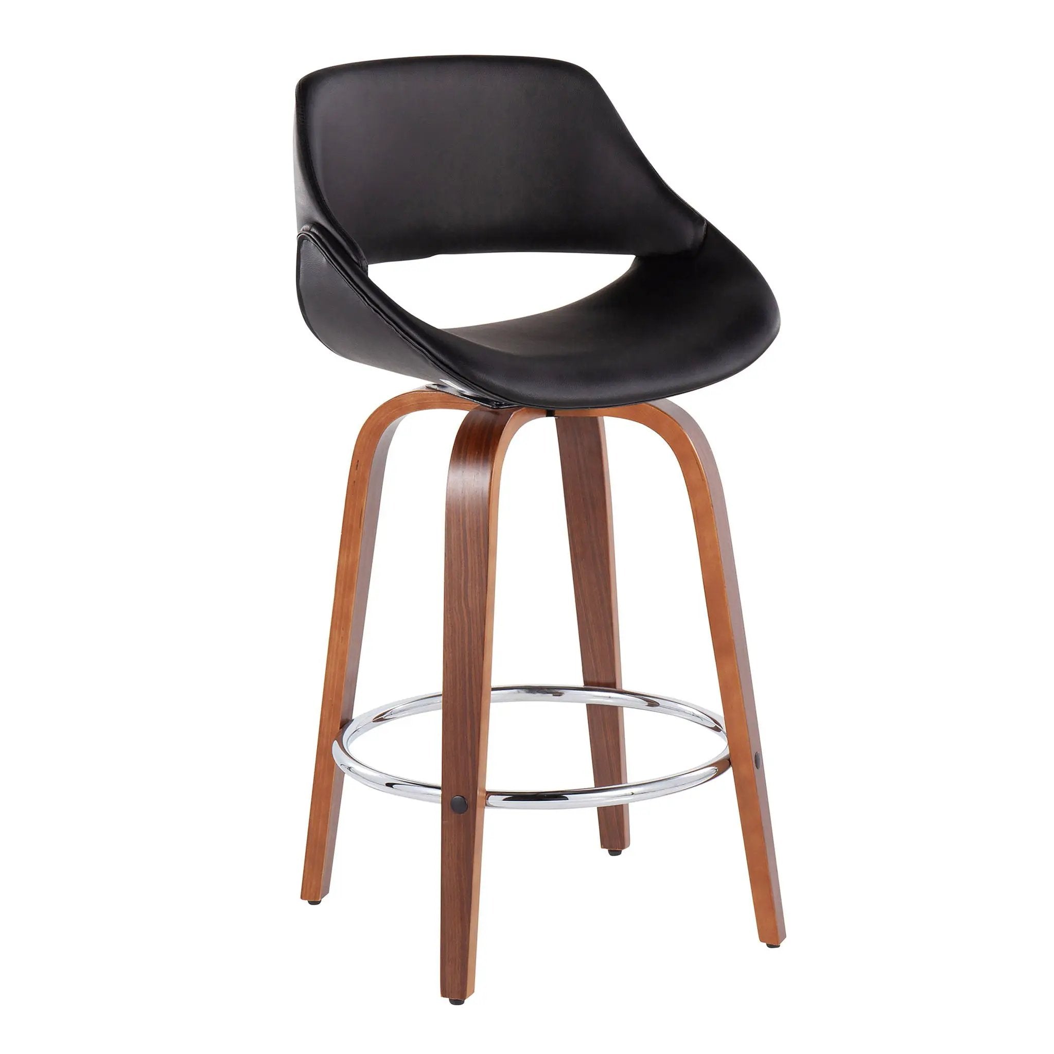 Fabrico - Mid Century Modern, Fixed Height Counter Stool With Round Footrest (Set of 2) by HouseOfZazla