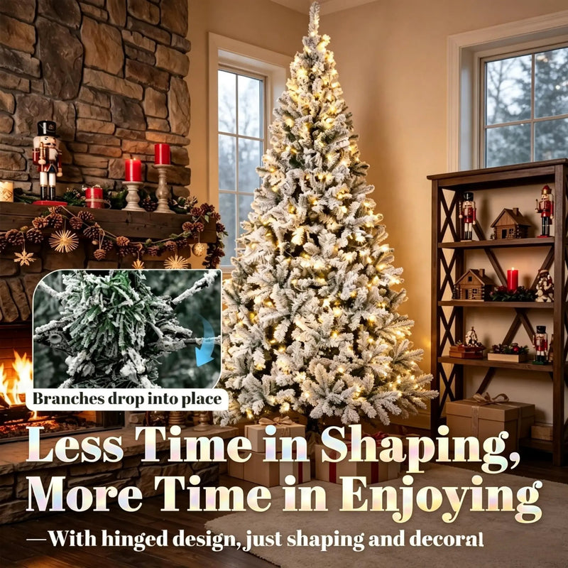 7.5 ft Pre-Lit Flocked Fraser Fir Artificial Christmas Tree by HouseOfZazla