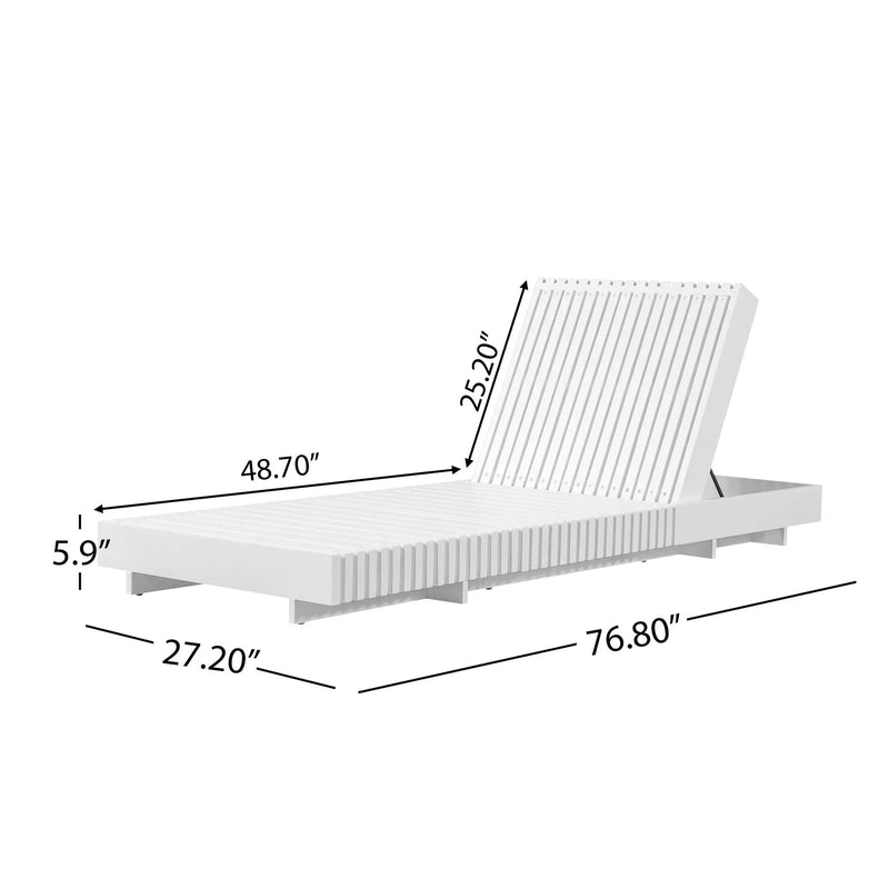 White Acacia Solid Wood Outdoor Chaise Lounge by HouseOfZazla