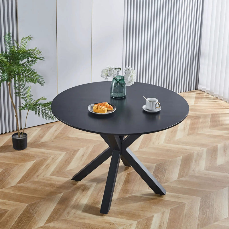 Table Mid-Century Dining Table For 4 - 6 People With Round Table Top, Pedestal Dining Table, End Table Leisure Coffee Table, Cross Leg by HouseOfZazla