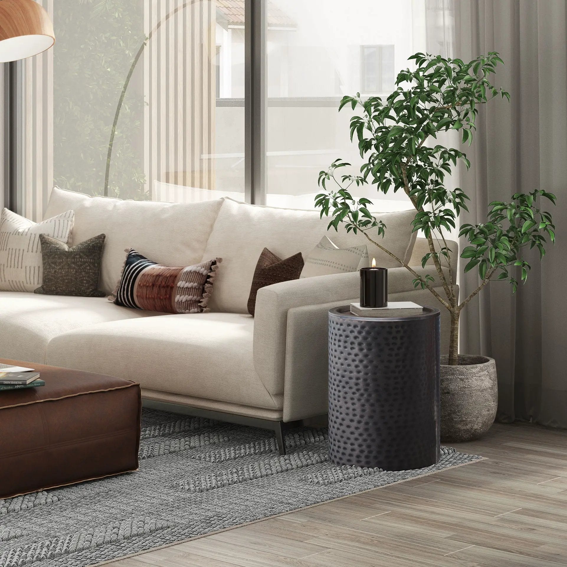 Corbin - Hammered Metal Side Table by Unique Piece Furniture
