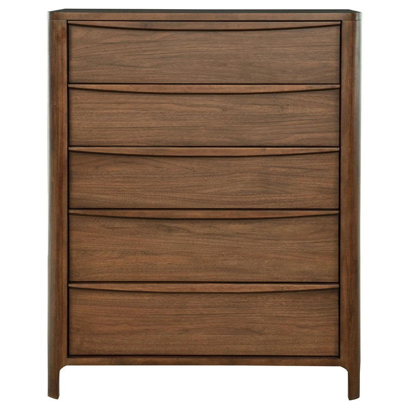Verona - 5 Drawer Chest With - Walnut by HouseOfZazla