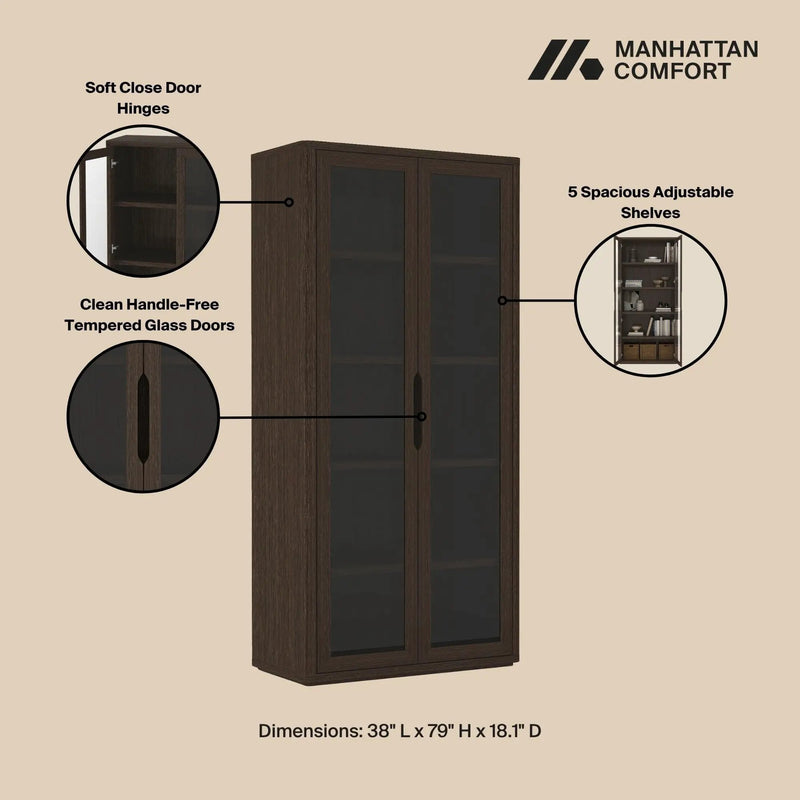 Rivington - Bookcase Cabinet With Glass Doors by HouseOfZazla