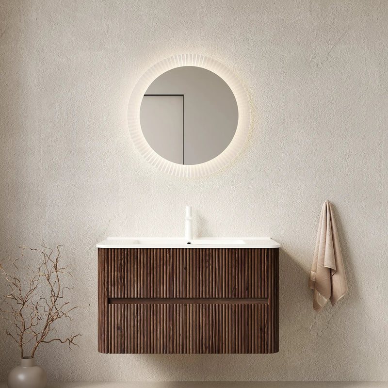 Noor 36" Bathroom Vanity with Sink, Wall-Mounted Floating Plywood Cabinet with 2 Drawers by HouseOfZazla