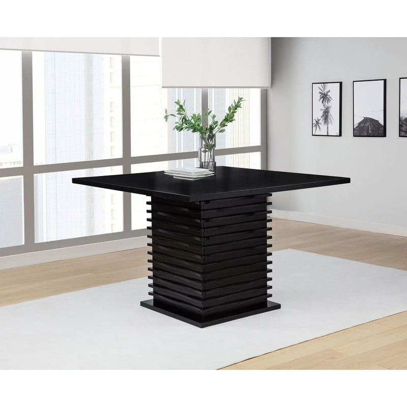 Giannis - Pedestal Counter Height Dining Table With Geometric Wave Base - Black by HouseOfZazla