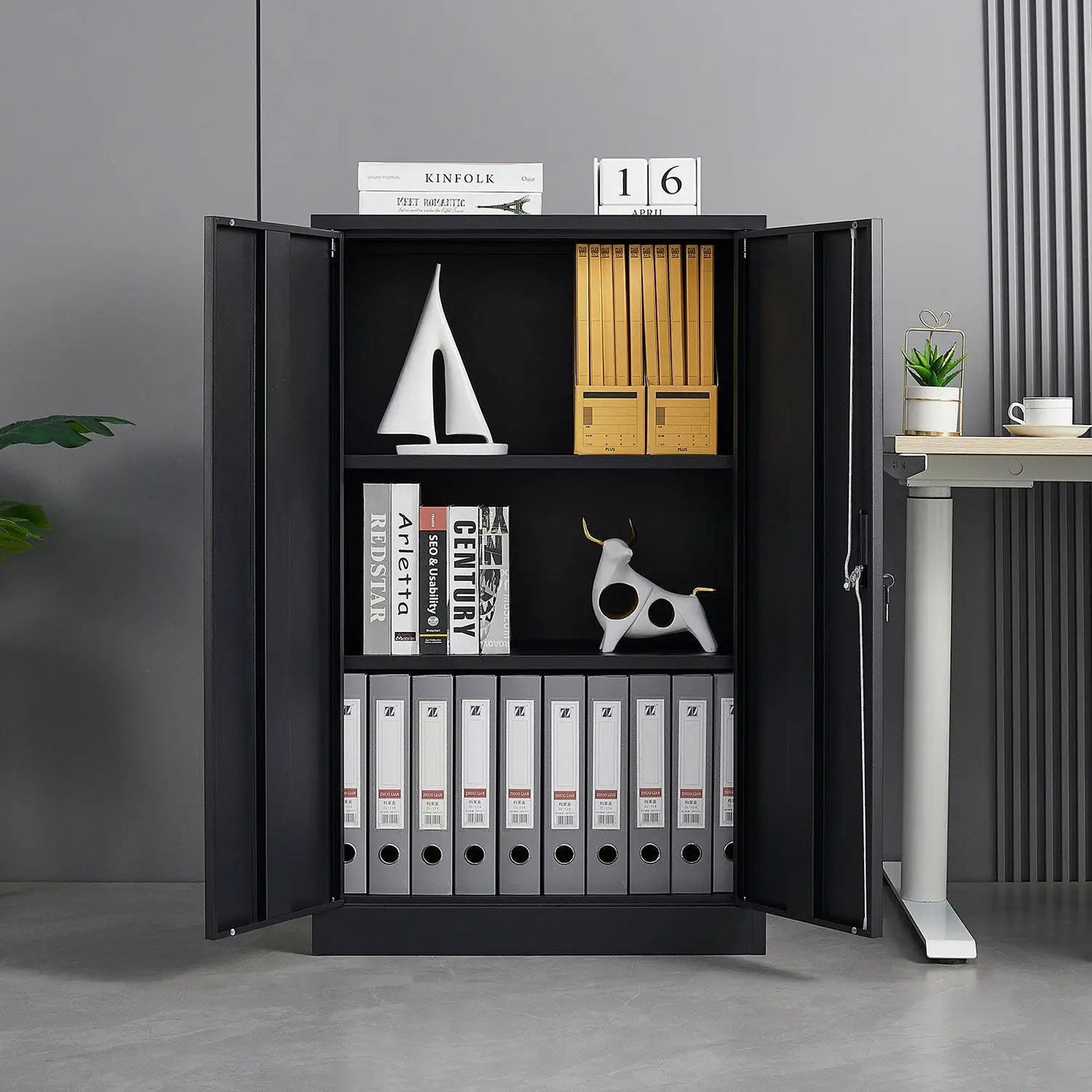 Metal Storage Cabinet With Locking Doors And Adjustable Shelf, Folding Filing Storage Cabinet, Folding Storage Locker Cabinet For Home Office, School, Garage by HouseOfZazla