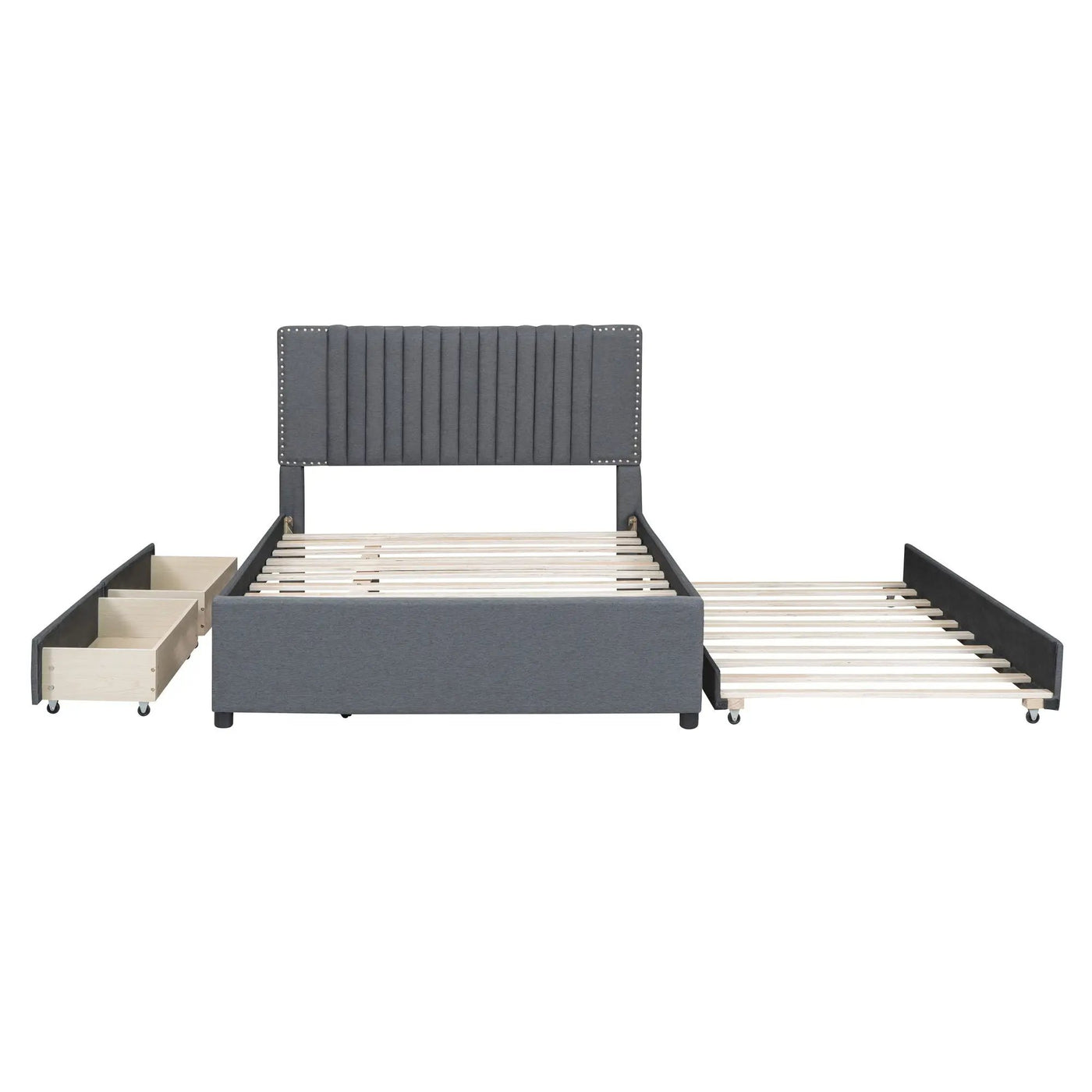 Upholstered Platform Bed With Drawers, Classic Headboard Design by Unique Piece Furniture