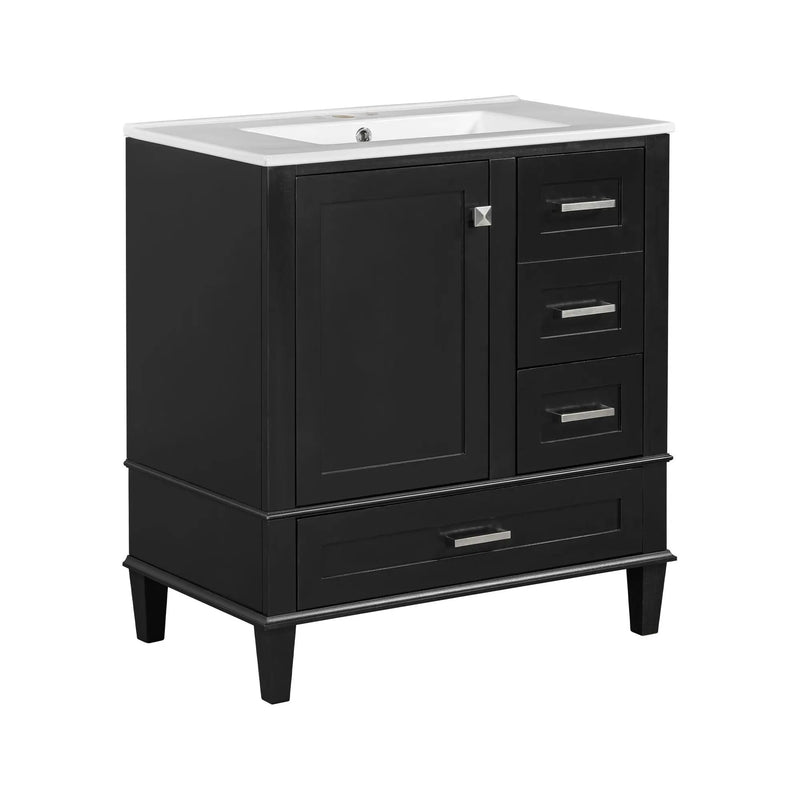Bathroom Vanity, Modern Bathroom Cabinet With Sink Combo Set, Bathroom Storage Cabinet With A Soft Closing Door And 3 Drawers, Solid Wood Frame by HouseOfZazla