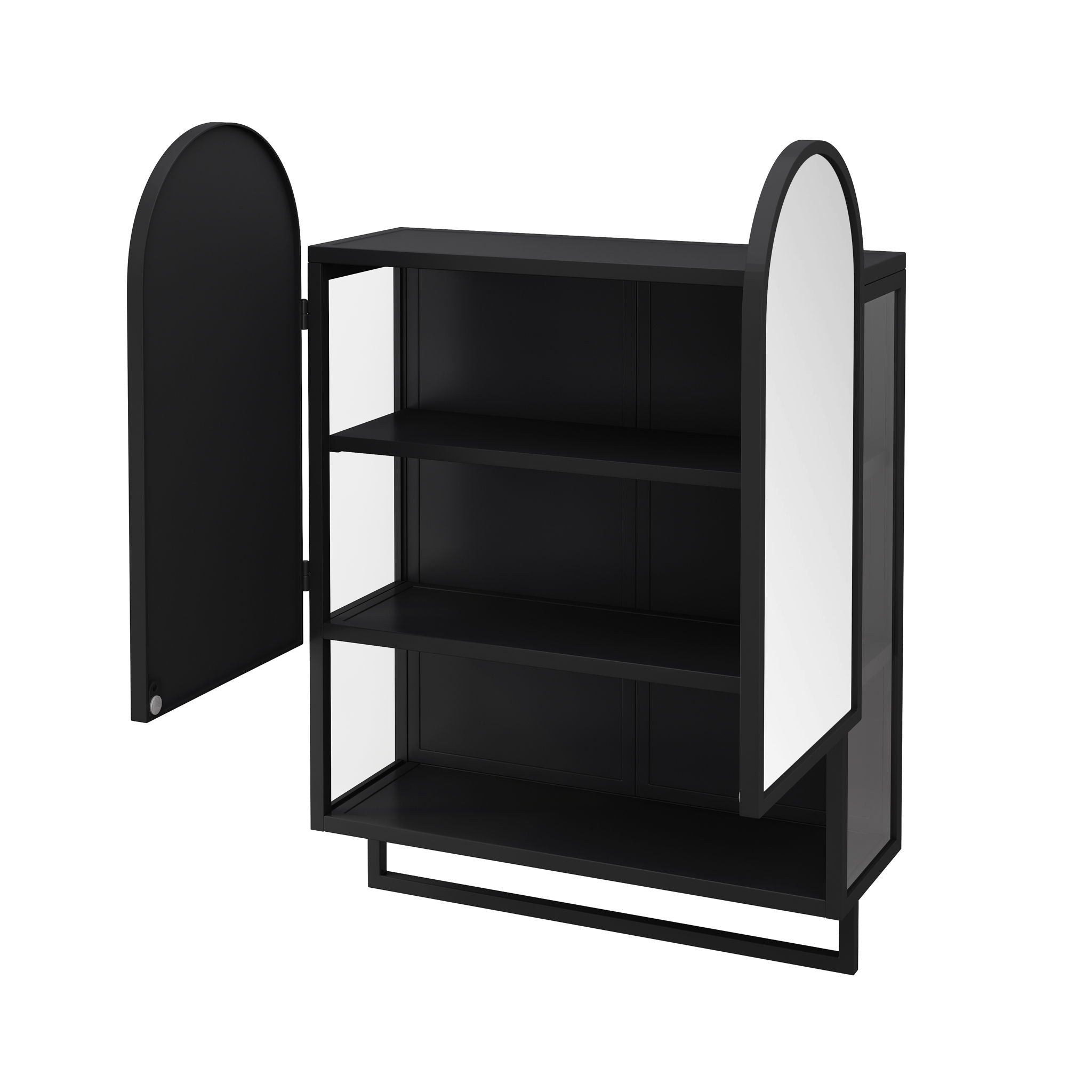 Double Arched Mirror Wall Cabinet With 2 Doors, Featuring Adjustable Shelves And Towel Rack by HouseOfZazla