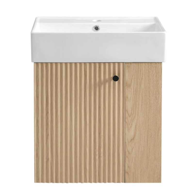 Modern Floating Bathroom Vanity With Ceramic Basin Perfect For Small Bathrooms by HouseOfZazla