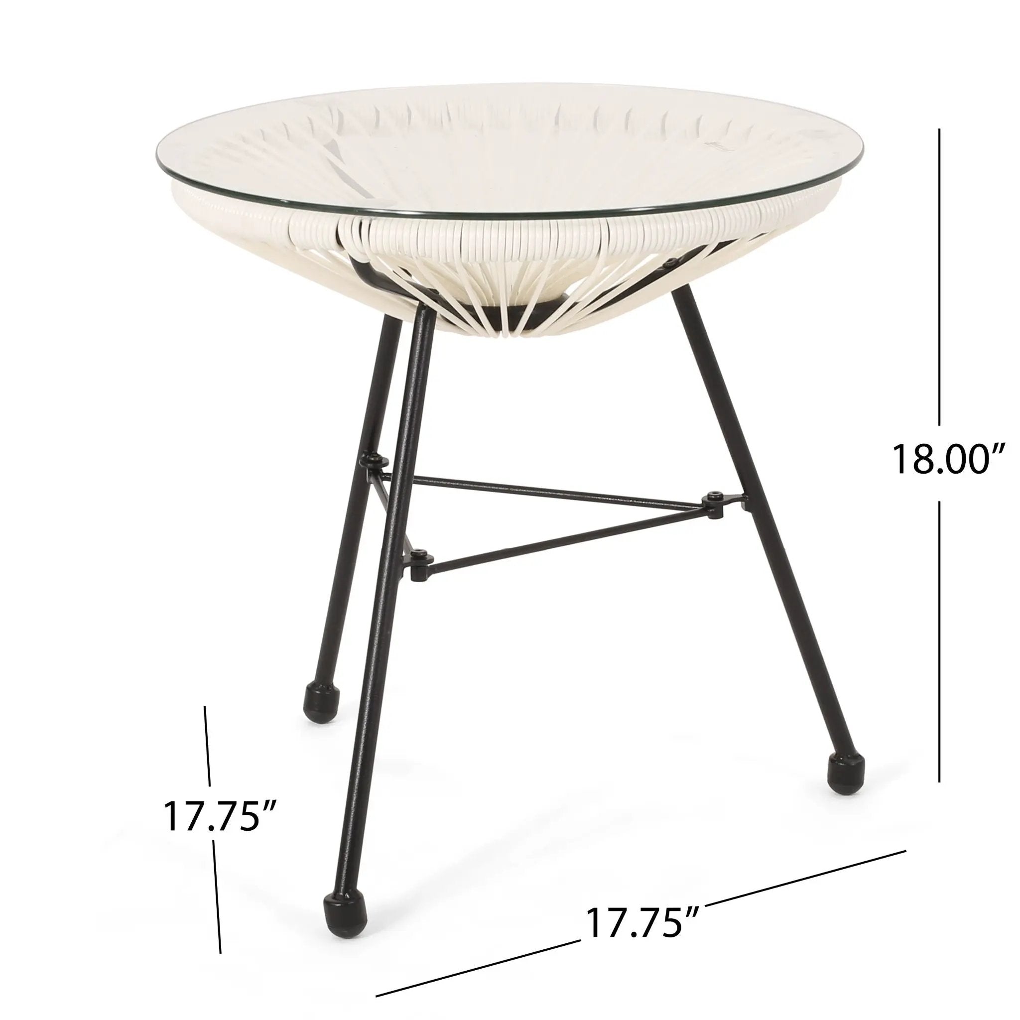 Nusa Modern Rattan Side Table With Tempered Glass Top by HouseOfZazla