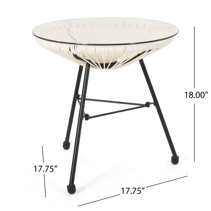 Nusa Modern Rattan Side Table With Tempered Glass Top by HouseOfZazla